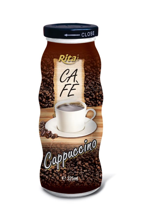 Cappuccino Coffee Drink In Glass Bottle